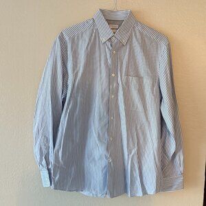 Brunello Cucinelli Men's Dress Button Down Shirt Size M Loose Fit Blue Stripe